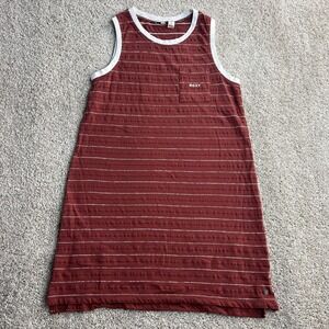 Roxy Dress Womens Large Red Striped Sleeveless Tank Shift Short Beach Surfwear